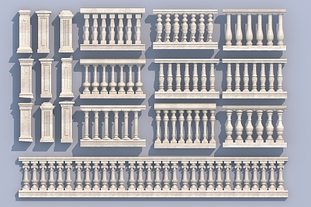 European-style Balustrade Pillar 3d model