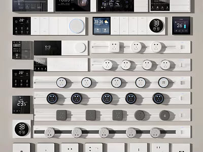 Assorted Switch Panels With Various Designs And Functions 3d model