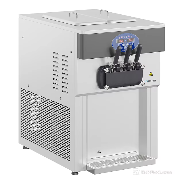 White and Gray Kitchen Ice Cream Maker with Digital Control Panel Multiple Spouts 3d model