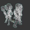 3D Rendered Cartoon Characters With Various Poses Bikini Outfit Muscular Build And Casual Shorts