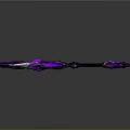Fantasy Scythe Weapon With Purple And Black Ornate Curved Blade And Intricate Decorative Details