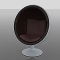 Stylish Spherical Leisure Chair With White Base And Dark Comfortable Cushion