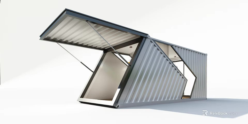 Industrial Equipment Mobile Steel Container Featuring Expandable Design And Folding Sides 3d model 
