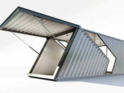 Industrial Equipment Mobile Steel Container Featuring Expandable Design And Folding Sides 3d model