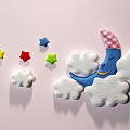 Cute Wall Decor with Rainbow Clouds Sun Moon and Colorful Stars