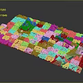 Modern City Model Aerial View With Red Rooftops Dense Buildings River And Landmark Structure