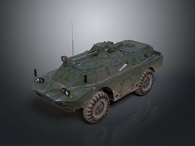 Armored Military Vehicle With Camouflage Coating Large Off Road Wheels And Tactical Antenna 3d model