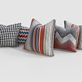 Stylish Decorative Throw Pillows with Houndstooth Striped Chevron and Colorful Patterns 3d model