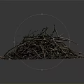 Natural Raw Wood Branches And Twigs Pile For Craft Or Firewood Material