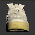 White Sneakers With Yellow Sole Light Brown Laces And Minimal Casual Design