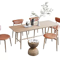 Nordic Dining Table and Chair Combination 3d model