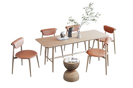 Nordic Dining Table and Chair Combination 3d model