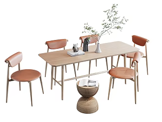 Nordic Dining Table and Chair Combination 3d model