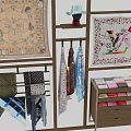 Stylish Wooden Wardrobe Storage With Hanging Scarves Silk Scarves Hat And Drawer Cabinet