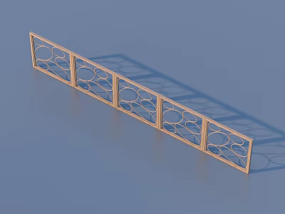 Wooden Fence With Ornate Circular Cutout Patterns And Multi Panel Design 3d model