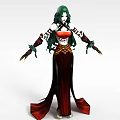 Tech Exhibition Hall Featuring 3D Virtual Character With Green Hair And Red Outfit