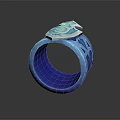 Blue Decorative Ring With Intricate Patterns And Shiny Surface Design 3d model