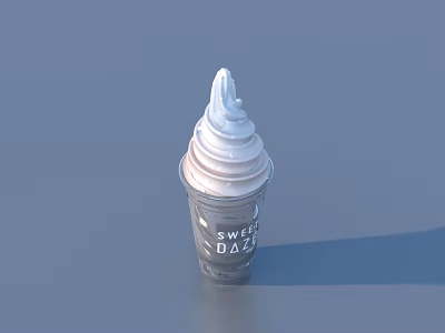Vanilla Soft Serve Ice Cream in Transparent Cup with Star Patterns and Sweet Daz 3d model