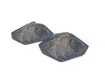 Two Gray Textured Mountain Shaped Decorative Landscape Models 3d model