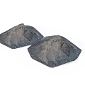 Two Gray Textured Mountain Shaped Decorative Landscape Models
