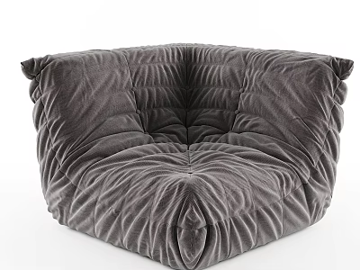 Grey Velvet Single Seater Sofa With Soft Pleated Design For Comfortable Living Room 3d model