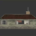 Small House Model With Red Roof Brick Chimney Beige Walls And Windows Reflection