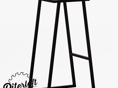 Modern Single Chair with Minimalist Black Metal Frame and Sleek Design Structure 3d model