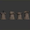 Turret Turntable Railgun Sci-fi Tower Defense Game Tower Defense Sci-fi Turret Game Turret Game Battery 3d model