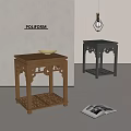 Poliform New Chinese Style Side Table Solid Wood Side Table Bedside Table Chandelier Book Ornaments Bowl 3d model