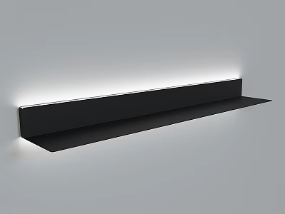 Modern Black Wall Mounted Storage Shelf With LED Light For Home Living Space 3d model