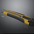 Ergonomic Yellow Black Utility Knife With Retractable Blade And Rubber Grip Handle