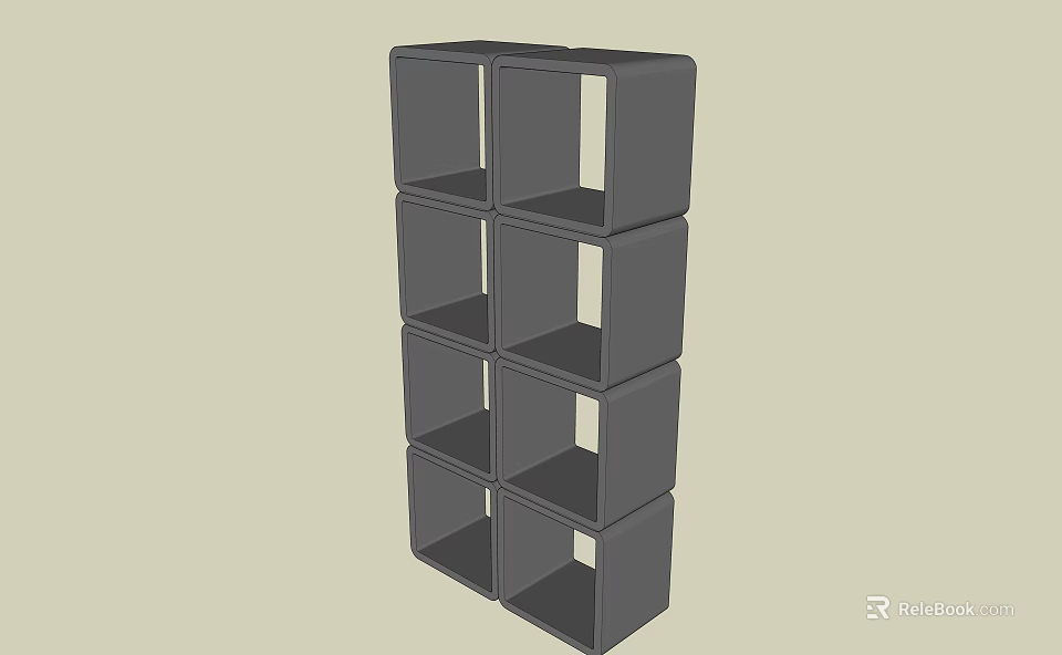 Modern Open Cube Bookcase With Multiple Shelves Dark Gray Finish For Home Office 3d model