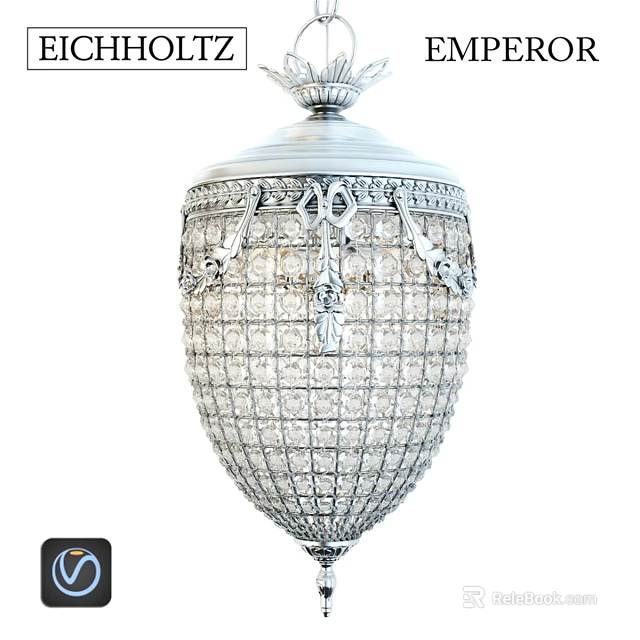 Crystal Chandelier With Silver Ornate Details For Elegant Luxury Home Interior Decor 3d model 