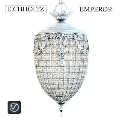 Crystal Chandelier With Silver Ornate Details For Elegant Luxury Home Interior Decor 3d model