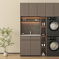 Modern Balcony Cabinet With Washing Machine Dryer Sink And Storage In Home Interior