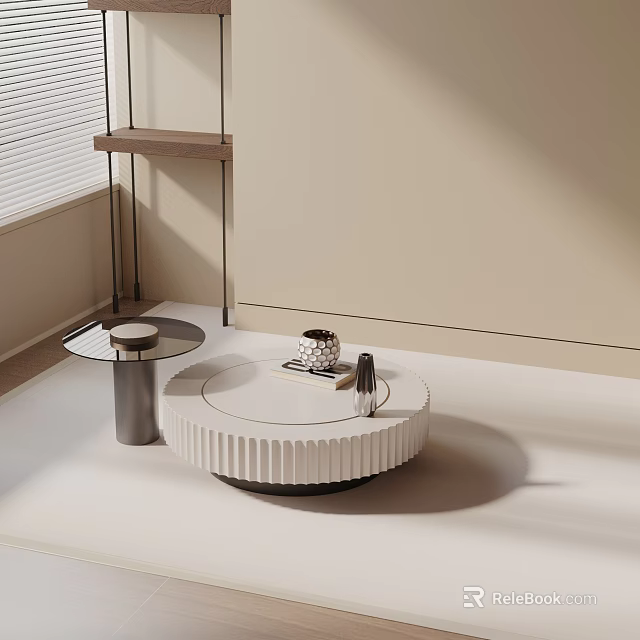 Modern Sofa and Coffee Table Set With Round Design and Minimalist Metal Base Decor 3d model 