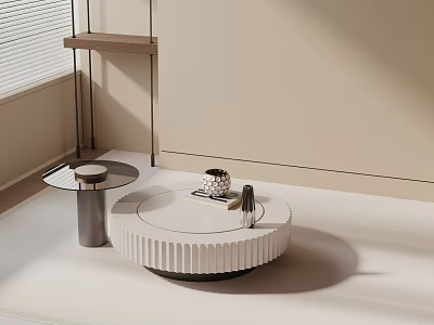 Modern Sofa and Coffee Table Set With Round Design and Minimalist Metal Base Decor 3d model