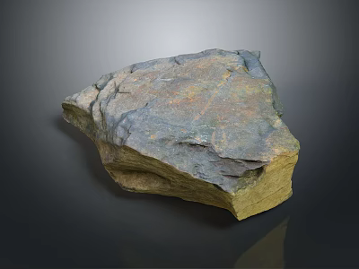 Natural Wood Stone With Layered Gray Brown Yellow Textured Surface For Home Decor 3d model