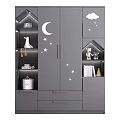 Cute Kids Bookcase Interior Design With Pink Gray White Colors Star Patterns And House Models