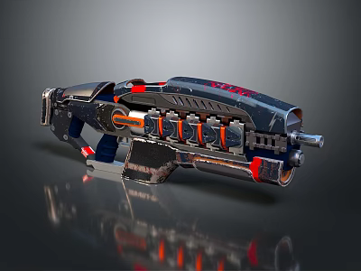 Futuristic Sci Fi Weapon With Metallic Design Red Accents And Mechanical Structure 3d model