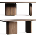 ANA ROQUE Flow Wood Grain Rectangular Dining Table Tea Table Tea Table Writing Desk Rectangular Wood Grain Table 3d model