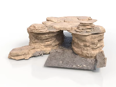 Natural Layered Rock Structure With Stacked Stone Layers And Textured Surface 3d model