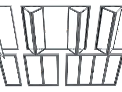 Modern windows Casement windows Single open windows Folding windows 3d model