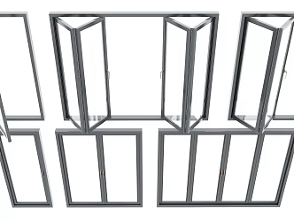 Modern windows Casement windows Single open windows Folding windows 3d model
