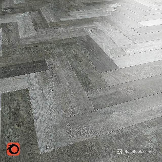 Gray Wooden Flooring With Herringbone Pattern And Natural Texture Design 3d model 