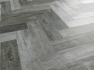 Gray Wooden Flooring With Herringbone Pattern And Natural Texture Design 3d model