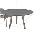 Modern White Round Dining Table Set With Wicker Chairs For Home Use 3d model