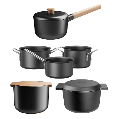 Modern pot casserole kitchen cookware 3d model