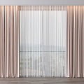 Modern universal curtain gauze curtain fabric curtain curtain combination flannel curtain 3d model