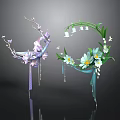 Elegant Household Decorative Hoops With Purple Flowers White Daisies Green Leaves Bells And Tassels